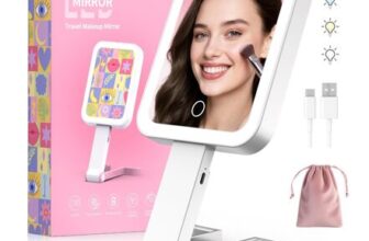 Travel Makeup Mirror with Lights, Rechargeable 10X/1X – Pink