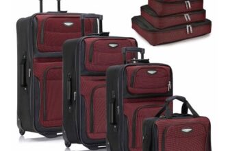 Travelers Choice Amsterdam Luggage Set, Burgundy, Unisex, One Size
