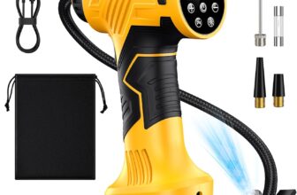 Tyre Inflator Air Compressor – 22L/min Portable Car Accessories, Rechargeable Battery Tyre Pump, Digital Cordless Electric Pump with LED Light, 4 Preset Modes for Car/Bike/Motorcycle/Ball