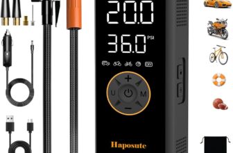 Tyre Inflator Portable Air Compressor 12V DC, 6000mAh Long-Lasting Battery 150PSI Electric Air Pump with Digital Display & LED Light for Car, Motorbike, Bike, Ball, Rechargeable as Power Bank