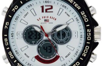 U.S. Polo Assn. Sport Mens Quartz Metal and Rubber Casual Watch, Color:White (Model: US9556)