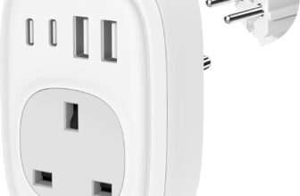 UK to European Plug Adapter – UK to EU Euro Europe Schuko 40W USB C Fast Travel Plug Adaptor Grounded USBC Type C Charger for Spain Turkey France Germany Iceland Poland Greece Russia (Type E/F)Tusreda
