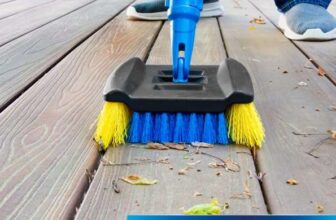 UNGER Lock-On Wood & Composite Deck Brush, 9 – Blue/Yellow