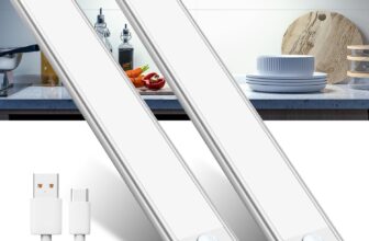 Under Cabinet Kitchen Lights Cupboard – LED Motion Sensor Light Indoor – 1100mAh Rechargeable Battery Operated – Wardrobe Strip Lighting Magnetic Stick Wireless USB Powered Shelf Stairs Counter Closet