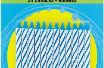 Unique Party 1905BC – Striped Blue Birthday Candles, Pack of 24,6 centimeters