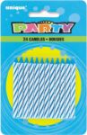 Unique Party 1905BC – Striped Blue Birthday Candles, Pack of 24,6 centimeters