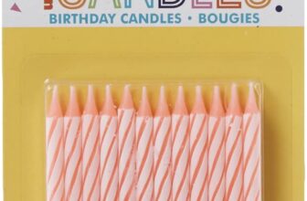 Unique Party 1905PC – Striped Pink Birthday Candles, Pack of 24