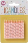 Unique Party 1905PC – Striped Pink Birthday Candles, Pack of 24