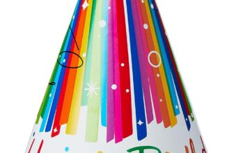 Unique Party Hats – Rainbow Ribbons, Multicoloured, Birthday Party – Pack of 8