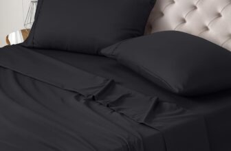 Utopia Bedding Bed Sheet Set Double, Black, 4 Piece Fitted Sheet, Flat Sheet with 2 Pillow Cases 50×75 Wrinkle, Shrinkage & Fade Resistant Oeko-Tex Certified, Polyester Microfiber Fabric