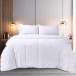 Utopia Bedding Seersucker Duvet Cover Set – Duvet Cover Double with Pillowcases – Soft Microfibre Polyester Seersucker Bedding (White)