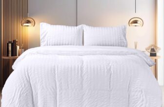 Utopia Bedding Seersucker Duvet Cover Set – Duvet Cover Double with Pillowcases – Soft Microfibre Polyester Seersucker Bedding (White)