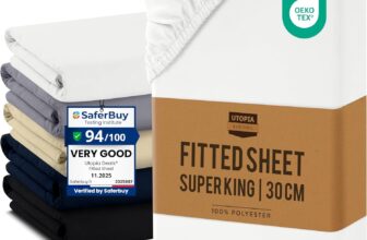 Utopia Bedding Super King Fitted Sheet, White – Up to 12 Inch (30cm) Deep – Easy Care – Soft Brushed Microfibre Fabric – Shrinkage and Fade Resistant – Oeko-Tex Certified – Bottom Sheet
