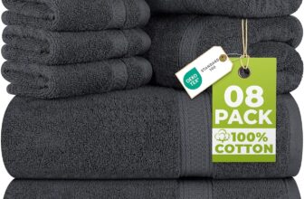 Utopia Towels 8 Piece Towel Set – 2 Bath Towels, 2 Hand Towels and 4 Washcloths Cotton Hotel Quality Super Soft and Highly Absorbent (Gray)