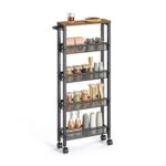 VASAGLE 5-Tier Kitchen Trolley with Casters, Steel Frame