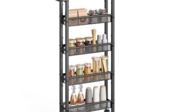 VASAGLE 5-Tier Kitchen Trolley with Casters, Steel Frame