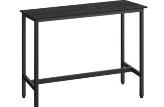 VASAGLE Bar High Table, Ebony Black Steel Frame, 40x120x90 Cm