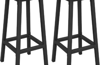 VASAGLE Bar Stool Set of 2 Round Chair High Kitchen Seat Steel Frame Height 65 cm Easy Assembly Industrial Style Rustic Brown and Black LBC32X