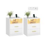 VASAGLE Bedside tables with charging station and LED lighting Cloud White ( SONGMICS Home Club / USB A & USB C ) w/code