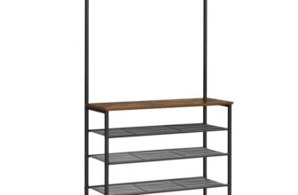 VASAGLE Clothes Rack, Hallway Tree with Shoe Storage, 5 Tier Shoe Rack