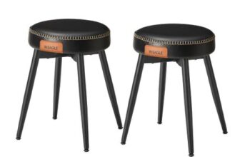 VASAGLE EKHO Dining Stools, Set of 2, Upholstered, Black