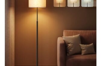 VASAGLE Floor Lamp, Adjustable 140-170 Cm, E27 Socket, Black Shade