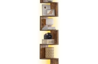 VASAGLE Wall Mounted 5-Tier Corner Shelf with RGB LEDs