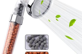 VEHHE Shower Head Powerful Flow with Beads Filter Pressure Boosting Shower Head Spray with 3 Modes Water Saving Bathing for Adults Children Pets Home and Gym Use (White)