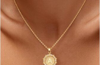VIROMY Delicate Gold Necklace for Women 14K Gold Plated Flower Initial Pendant Necklace for Women Charm Zircon Chain Dainty Name Jewellery for Gifts