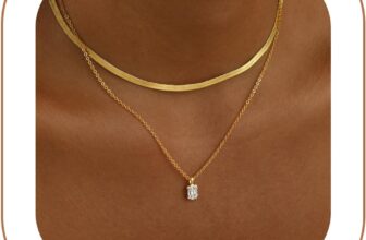 VIROMY Gold Necklaces for Women 14k Gold/Silver Plated Bow Pendant Necklaces Charm Choker Chain Paperclip Snake Chain Dainty Jewelry Gifts for Women