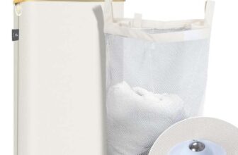 VOUNOT Foldable Laundry Basket 100L with Lid Handles, Collapsible Linen Basket with Inner Laundry Bags