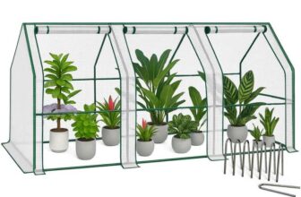 VOUNOT Mini Greenhouse with 3 Roll-Up Zipper Windows, Plant Grow House Plant Tunnel Reinforced 135g/m² PE Cover 270x90x90cm
