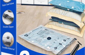 Vacuum Storage Bags 8 Jumbo, Space Saver Bags with Travel Hand Pump, Compression Airtight Sealer Bags for Clothes, Bedding, Pillows, Comforters, Blankets