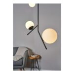 ValueLights Beauworth 2 Way Black Ceiling Light with Opal Glass Shade