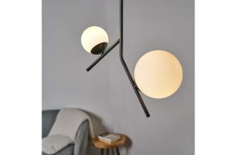 ValueLights Beauworth 2 Way Black Ceiling Light with Opal Glass Shade