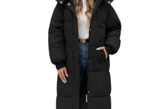 Vancavoo Womens Long Puffer Coat Hooded Warm Windproof Black