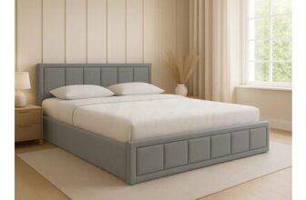 Vanita Upholstered Ottoman Storage Bed Frame Light Grey