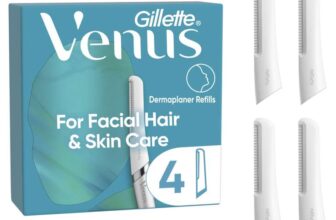 Venus Dermaplaning Blades for Face, Womens Face Razor Blades Refills x 4 for Facial Hair & Skin, Exfoliating Blades for Dermaplaning Tool