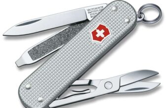 Victorinox Classic Alox Swiss Army Knife, Camping Knife, Small, Multi Tool, 5 Functions, Scissors, Nail File, Silver