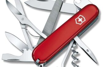 Victorinox Mountaineer Swiss Army Pocket Knife, Medium, Multi Tool, 18 Functions, Blade, Scissors, Red