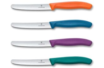 Victorinox Swiss Classic, Breakfast Knife, Bread roll Knife, Sharp Blade, Serrated Edge, 11 cm, Plastic Handle, Stainless Steel, Set of 6