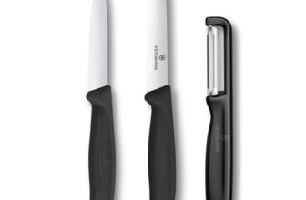 Victorinox Swiss Classic paring Knife Set with Peeler, paring Knife and Tomato Knife, 3-piece Set, Extra Sharp Blade, Black