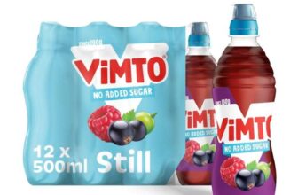Vimto Still Juice Drink No Added Sugar Blackcurrant, Grape & Raspberry Vitamins C & D 12 x 500ml Bottles HFSS Compliant (S&S £10.38)