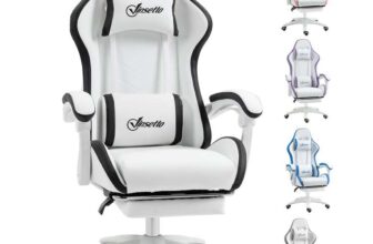 Vinsetto Ergonomic Computer Gaming Chair, PU Leather Office Desk Chair with Footrest, Swivel Wheels, 135 Reclining Back