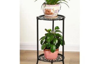 Vintage 2 Tier Metal Plant Display Stand Flower Holder Rack