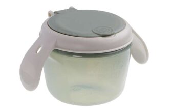 Vital Baby Nourish Toddler Snack Pot 6m, Green, Soft Silicone Slatted Dual-Lid, Easy-Grip Handles