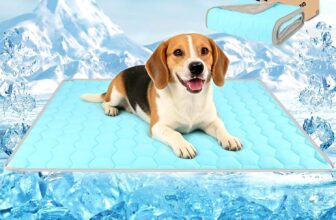 Vivifying Dog Cooling Mat, 76x101cm Waterproof Reversible Pet Cooling Blanket with Ice Silk & Velvet Year-Round Comfort for Dogs and Cats, Suitable for Small&Medium (M, Blue&Grey)