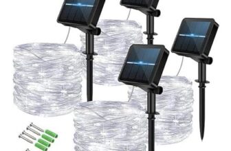 Vulisox Solar String Lights, 4 Pack, Outdoor Waterproof Copper Wire