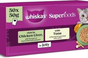 WHISKAS SUPERFOODS Adult Wet Cat Food in Jelly 50x50g Mixed