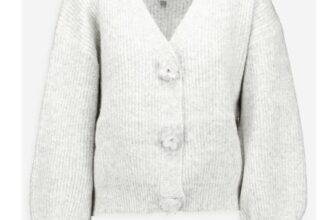 WILD FLOWER Grey Rib Knitted Cardigan